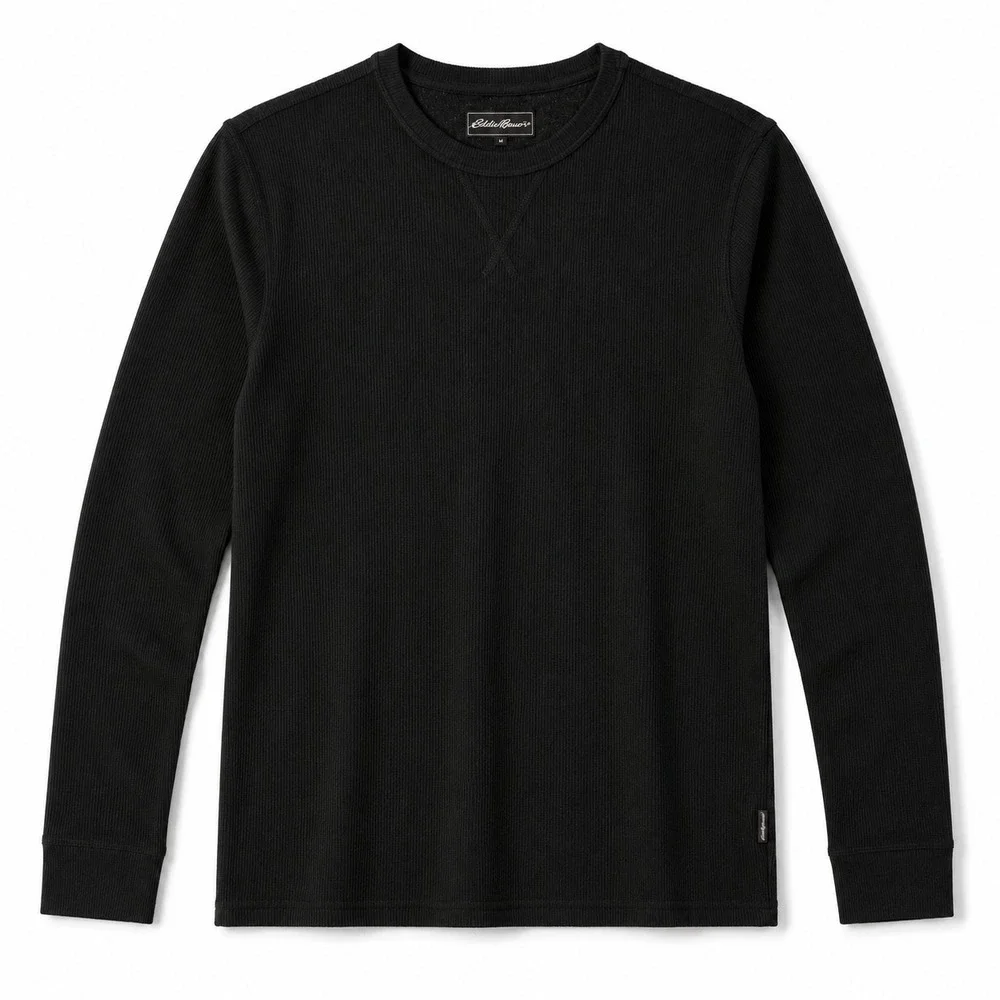 Eddie Bauer Men M Green Thermal Long Sleeve Sleepwear Waffle Knit Shirt